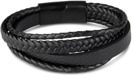 Nagel Jewellery Herren Armband Waikiki Trails, breites Design, Lederoptik, Magnetverschluss, schwarz