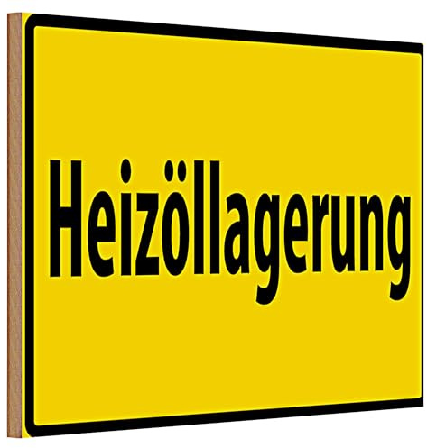 Warnschild 'Heizöllagerung' | Gelbes Sicherheitsschild für Industrie und Heimgebrauch | Robustes Metall | 20 cm x 30 cm