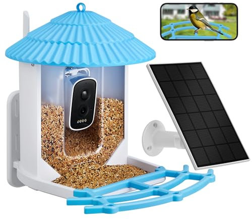The Fellie Smart Bird Feeder Camera, 4MP Smart Bird House With Camera, Solar Powered Bird Feeder with Smart AI Cam, IP66 Waterproof, Camera Bird Feeders with App, 2.5L Outdoor Bird Watching Gift