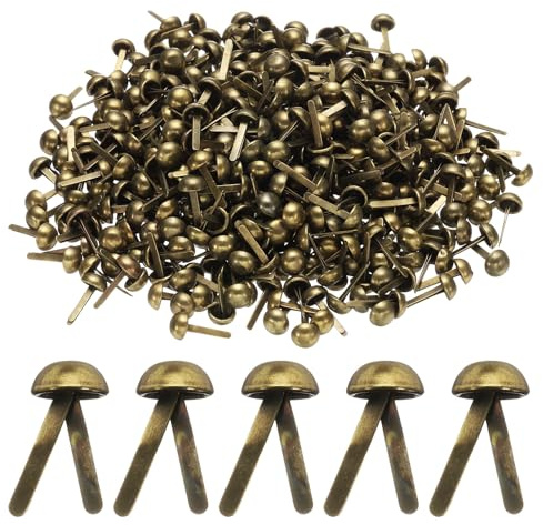 QUARKZMAN 500 Stück Musterbeutelklammern 6mm x 13mm Metall Musterklammern Kleine Runde Messing Brads Rundkopfklammern für Papier Basteln Dekorative Scrapbooking DIY Handwerk (Braun)