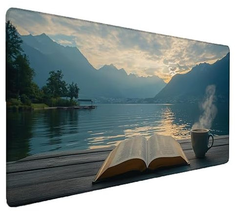Japanese Mouse Mat Gaming, Mountain Mouse Pad Large 27.6x11.8in, Waterproof Anti-Slip Big Mousepad with Stitched Edges,Durable Non-Slip Natural Rubber Base for Computer Work Gaming Gifts Women S-955