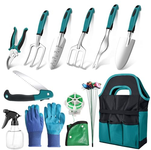 BELICOO Gartenwerkzeug Set, 22 Stück Gartenset Werkzeug für Gartenarbeit | Gartenwerkzeug mit Gartengeräte Organizer Handtasche, ideale Gartengeschenke Kit für Frauen & Männer
