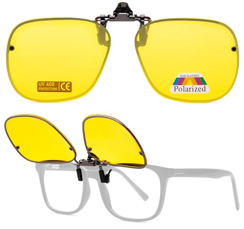 Epavouos Clip-On Nachtfahrtbrillen UV400- Polarisiert Nachtsichtbrille für Brillenträger Verbesserte Sicht in schwierigen Lichtverhältnissen