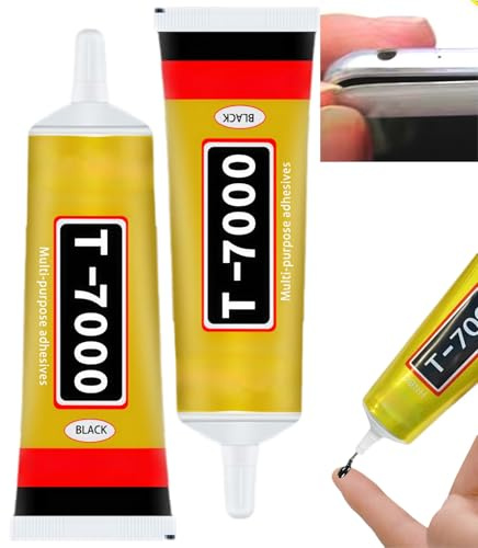 2 PCS Upgrade T7000 Super Glue, Strong All-Purp/ose Adhesive for Phone Screen Repair, Shoe, Glass, Plastic, Metal, Wood, Rhinestone, Fabric, Tyre,Models and Crafts,Black Multi-function Adhesive(15ML)