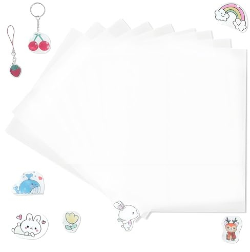 CALLYSONIC 20 Stück A4 Schrumpffolie Durchscheinend, 0.3mm Schrumpfpapier, Schrumpffolie Set zum Bemalen, Schlüsselanhänger Schrumpffolienplatten für DIY Basteln Schmuck Anhänger (Transparent4)