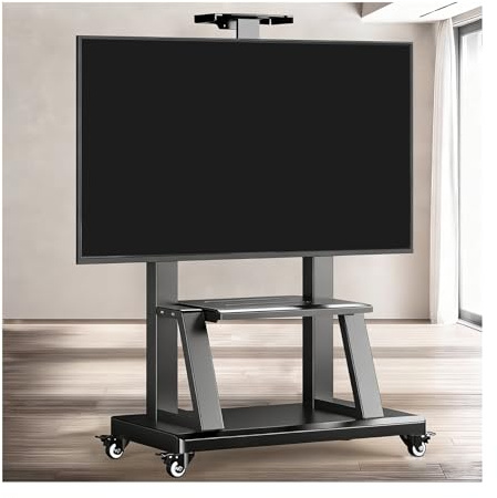 HBOOMOEM Mobile Tv Cart With Lockable Wheels，Portable Mobile Tv Stand With Media Shelf，Suitable For Use In Living Rooms, Offices, Outdoor Areas, And Other Locations.(A 50-120in)