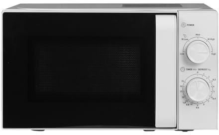 Solo Mikrowelle klein für Küche & Büros - Techomey Microwelle Weiß 20L, 700W Mikrowellengerät mit Drehteller,Einfache Bedienung Microwave oven,5 Leistungsstufen,zum Auftauen & Erhitzen