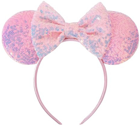 Mouse Ears Bow Headband Glitter Party Decoration, War-themed headband, Child Girls Women Princess Party Decoration Cosplay Costumes