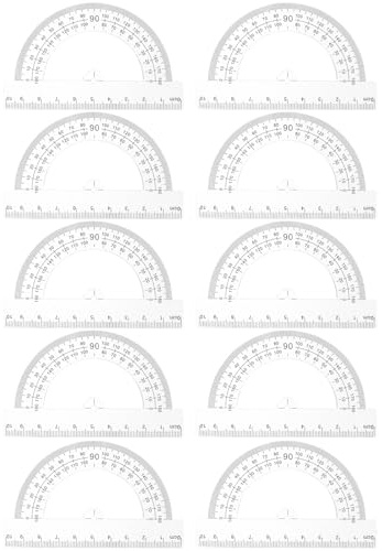 GRIRIW 10pcs Mini Half Circle Protractors for Math Drawing, 180-degree Angle Measurement Tools, Portable Student Geometry Supplies for School and Office