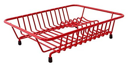 Delfinware 2020 RD Dish Drainer, Metal, Red, 31.5 x 25 x 8.5 cm