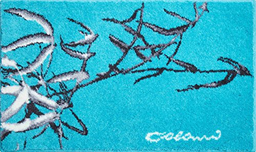 Grund COLANI Exklusiver Designer Badteppich 100% Polyacryl, ultra soft, rutschfest, ÖKO-TEX-zertifiziert, 5 Jahre Garantie, Colani 23, Badematte 60x100 cm, türkis