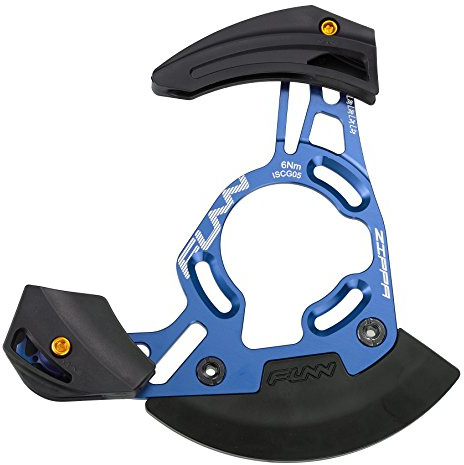 Funn Zippa DH MTB Chain Guide, ISCG05 Mount, 32T-38T (Blue) | CNC AL6061 backplate, integrated bash guard, 1x drivetrain, BB adapter option, downhill, 175g