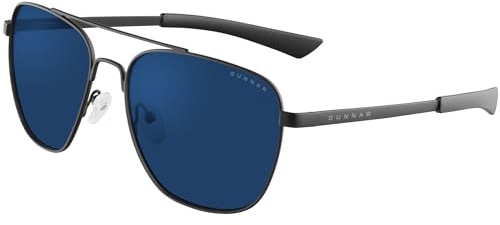 Gunnar Gaming- und Computerbrillen - MUSTANG - Rahmenfarbe: ONYX, Linsentönung: Sun (Blockiert 90% des blauen Lichts & 100% UV-Licht) - Blaulichtblockierende Brillen