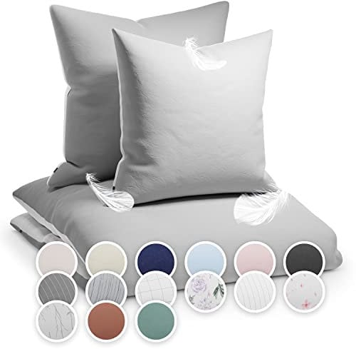 sleepwise Bettwäsche 200x200 Winter Bettwäsche 3tlg - ÖKO-TEX, Traumhaft Weich, Atmungsaktiv, Bügelfrei & Knitterfrei, Bettbezug Set aus weicher Mikrofasermit 2X 80x80 cm Kissenbezüge, Hellgrau/Weiß