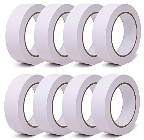 gws Putzband 8 Rollen PVC glatt weiß Abklebeband leicht abrollbar Maler-Schutzband in Profi-Qualität versch. Farben & Breiten je Rolle 33 m x 30 mm