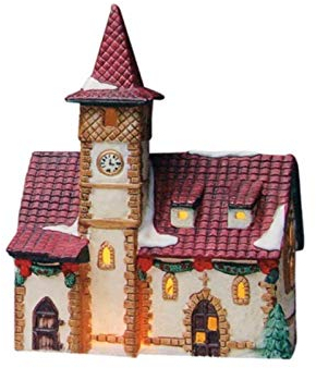 Kirche in Bayern aus Porzellan – Windlicht Lichthaus Miniatur-Modell – B15 x T8 x H20 cm - detailgetreues Dekohaus für Weihnachtsdorf Miniaturwelt Winterdeko Sammlerobjekt Weihnachtsdekoration
