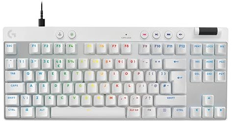Logitech G PRO X TKL GALVATRON Gaming-Tastatur, ultramobiles Design ohne Ziffernblock, LIGHTSYNC RGB, PBT-Tastenkappen, QWERTY - Weiß