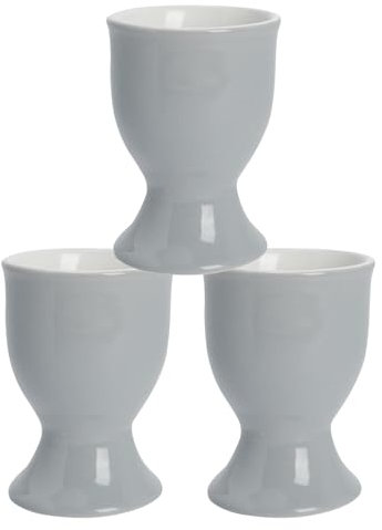 Argon Tableware 6 Piece Coloured Egg Cup Set - Modern Style Breakfast Hard Soft Boiled Eggs Dipping Holder - Grey - 5cm
