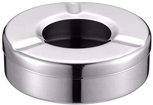 Aschenbecher aus Edelstahl - Windaschenbecher mit abnehmbarem Deckel zum Schutz vor Flugasche Silber