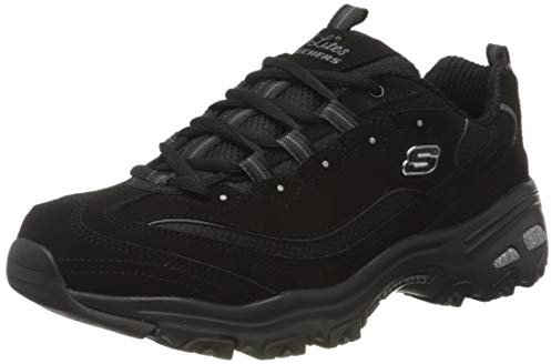 Skechers D'Lites Biggest Fan Baskets Femme, Black Trubuck Mesh Trim, 35 EU