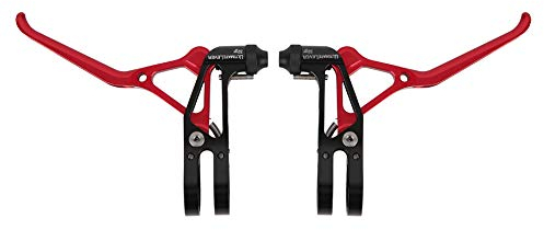 SolUptanisu Bremshebel für Fahrrad, Mountainbike, Handbremse, aus Aluminiumlegierung, verstellbarer Bremshebel für Rennrad, MTB, MTB (Schwarz Rot)