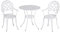 Outsunny 3 Piece Patio Bistro Set for 2, Outdoor Aluminium Garden Table and Chairs with Adjustable Footpads for Balcony, Garden and Patio, White