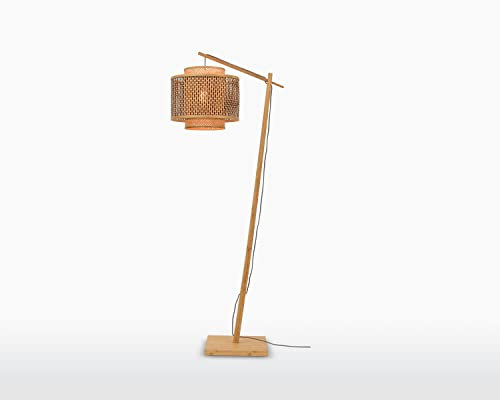 GOOD&MOJO Stehleuchte Bhutan - Bambus/Schwarz - 68x40x176cm - Rund - Bamboo - Stehlampe Wohnzimmer & Schlafzimmer - Stehlampe modern