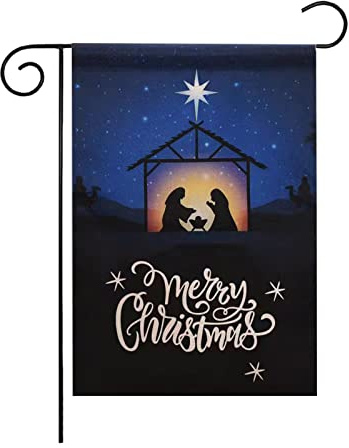 SYSAMA Drapeau de jardin décoratif « Merry Christmas » - 30,5 x 45,7 cm - Double face - Drapeau joyeux Noël - Décoration de jardin d'hiver - Drapeau d'extérieur saisonnier