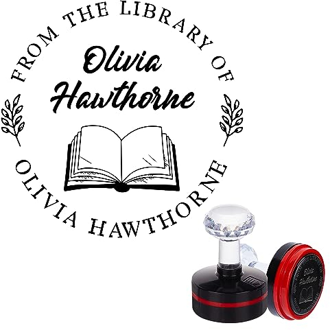 PLIGREAT Rund Ex Libris Stempel Personalisierter Hochzeitsstempel Namensstempel Individuell Text Stempel fur Buches Klassenzimmer Bibliothek Buchliebhaber Geschenk, 16 Musterentwuirfe