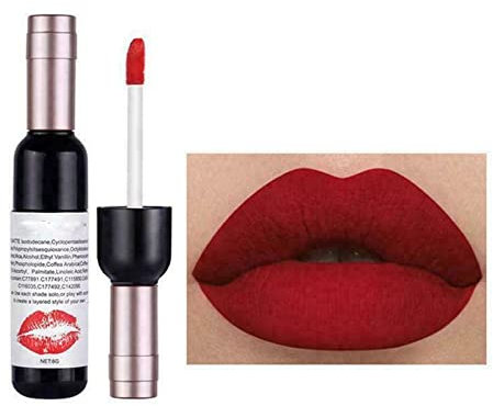 Wine Lip Tint, Matte Lipstick Lip Stain Set Long Lasting Waterproof Lip Stain Set, Matte Liquid Wine Bottle Lipstick Lip Gloss for Women Makeup Gift Set (01#)
