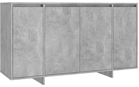 vidaXL Buffet, Armoire avec 4 Portes, Meuble de Rangement, Organisateur de Salle de Séjour Salon Intérieur, Gris Béton Bois d'Ingénierie