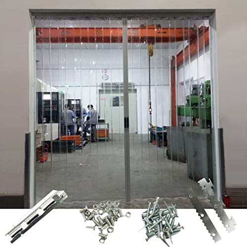 Industrie-Streifenvorhang Dicke 1.5mm PVC-Streifenvorhang Höhe 2-2.4m Breite 0.9-1.35m Streifenvorhang Lamellenvorhang, Transparent, kann Geräusche reduzieren, Zugeschnitten (width:1.2m,height:2.1m)