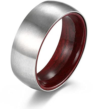 Ringe für Herren Silberrot, Ring für Männer Edelstahl Einfach Ringe Herren Geschenke für Männer Größe 54 (17.2)