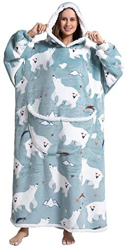 Xinlong Pulloverdecke Sweatshirt Übergroße Warm Lang Unisex mit Kapuze Taschen Wearable Blanket Hoodie Decke Damen Deckenpullover Herren