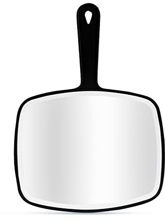 DVHOK Handspiegel, 26.4 x 18.8 cm Tragbarer Handspiegel mit Loch zum Aufhängen im Griff, Schwarz