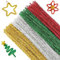 G2PLUS Glitzer Pfeifenreiniger 100 Stück Chenilledraht,6 MM * 30 cm, Ideal für DIY Craft Projekte, Weihnachtszierde Making - Bunt mit 4 Farben