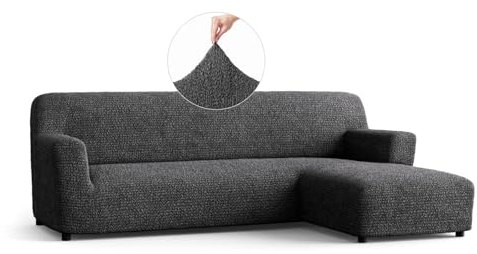 PAULATO - Bezug für Sofas mit rechter Halbinsel, Sofabezug Ecksofa L Form Stretch Mikrofaser, kratzfestes und maschinenwaschbares Gewebe, WavyTech-Technologie, Made in Italy - Anthrazit