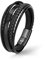 UNIQAL | Lederarmband Herren FEATHER Mens Bracelet | Edelstahl, Echtleder | Etui Box Gratis (BLACK SCHADOW, 19.00, Zentimeter)