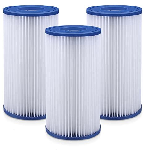 EBL Type A or C (29000E/59900E) Replacement Pool Filters, Compatible with Intex Pool Pump, Fit Perfectly for Bestway type III filter cartridges #5801, Easy to Install, 3 Counts