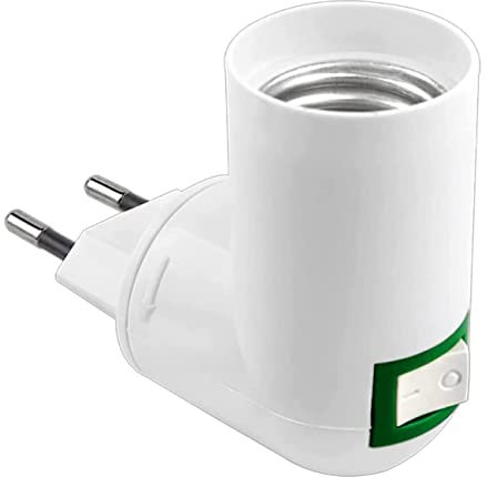 CABLEPELADO Adaptador de casquillo E27 con interruptor, Portalámparas E27 con enchufe e interruptor, Adaptador de lámpara E27 con interruptor, Adaptador E27 ON/OFF, AC 220-240V, 50-60Hz / 6A