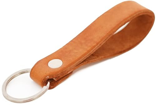 ALMADIH Schlüsselanhänger echt Leder Rindsleder Lederband mit Schlüsselring für Schlüsselbund Lederanhänger Lederschlüsselanhänger Schlüsselbundanhänger Geschenk langlebig robust Vollrindsleder braun