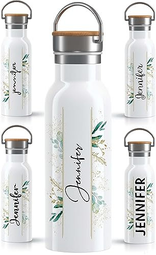 OWLBOOK® Personalisierte Trinkflasche Edelstahl mit Name | Personalisierte Geschenke für Frauen | Ostergeschenke für Frauen | 600ml | Thermo Wasserflasche auslaufsicher wiederverwendbar BPA frei