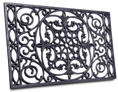 Hanse Home Fußmatte Gummi 45x75cm - rutschfest und Wetterfest - Outdoor Schmutzfangmatte Gusseisen-Optik für Innen und Außen - Fußabtreter Ornamente für Flur, Terrasse, Eingangsbereich - 45x75cm