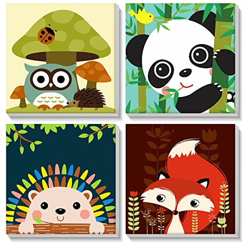 SENQAO 4 Pièces Peinture Numero Enfant Avec Cadre, Animaux Peinture par Numero Enfant Adulte Débutants, Numéro d'art, Loisirs Créatifs Adultes Cadeau Garçons Fille 7-14 Ans, 20x20cm