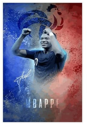 Kylian Mbappe Soccer Football Poster 48 Leinwand Poster Schlafzimmer Dekor Sport Landschaft Büro Zimmer Dekor Geschenk ungerahmt 30 x 45 cm