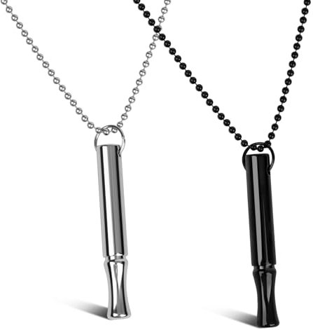 Leikedun 2Pcs Anxiety Relief Necklaces Anapana Breathing Necklace, Portable Stress Relief Mindful Necklaces in 2 Colors, Anxiety Relief Whistle Necklace for Women Men Meditation