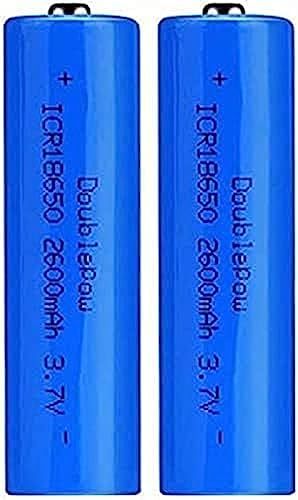 Batterie Rechargeable, Batterie Rechargeable 2600 MAh 3,7 V avec Bouton pour Lampe De Poche, Sonnettes, Phares, Voitures RC, Etc.,2 Pièces