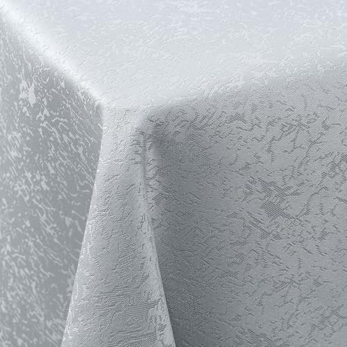 Spotjoy Tischdecke Abwaschbar Rechteckig 130x200cm Polyester Tischwäsche Jacquard Garten Tafeldecke Ornamente Pflegeleicht - Grau