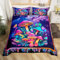 Homewish Neon Pilz 135x200 Bettbezug Pflanze Pilz Trippy Bettwäsche Set für Mädchen Jungen Kinder, Rosa Teal Lila Verlaufs Galaxy Psychedelic Tröster Abdeckung, Bunte Schmetterling Bett Set