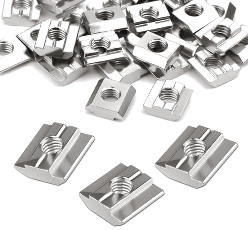 Ziamzra 60 Stück Nutensteine M8 Nutsteine T Nut Schiene M8 Nutenstein Kohlenstoffstahl Gleitmuttern Schwer 8-Typ B Schiebemuttern M8 30-Serie für Aluprofil Extrusionsschlitz